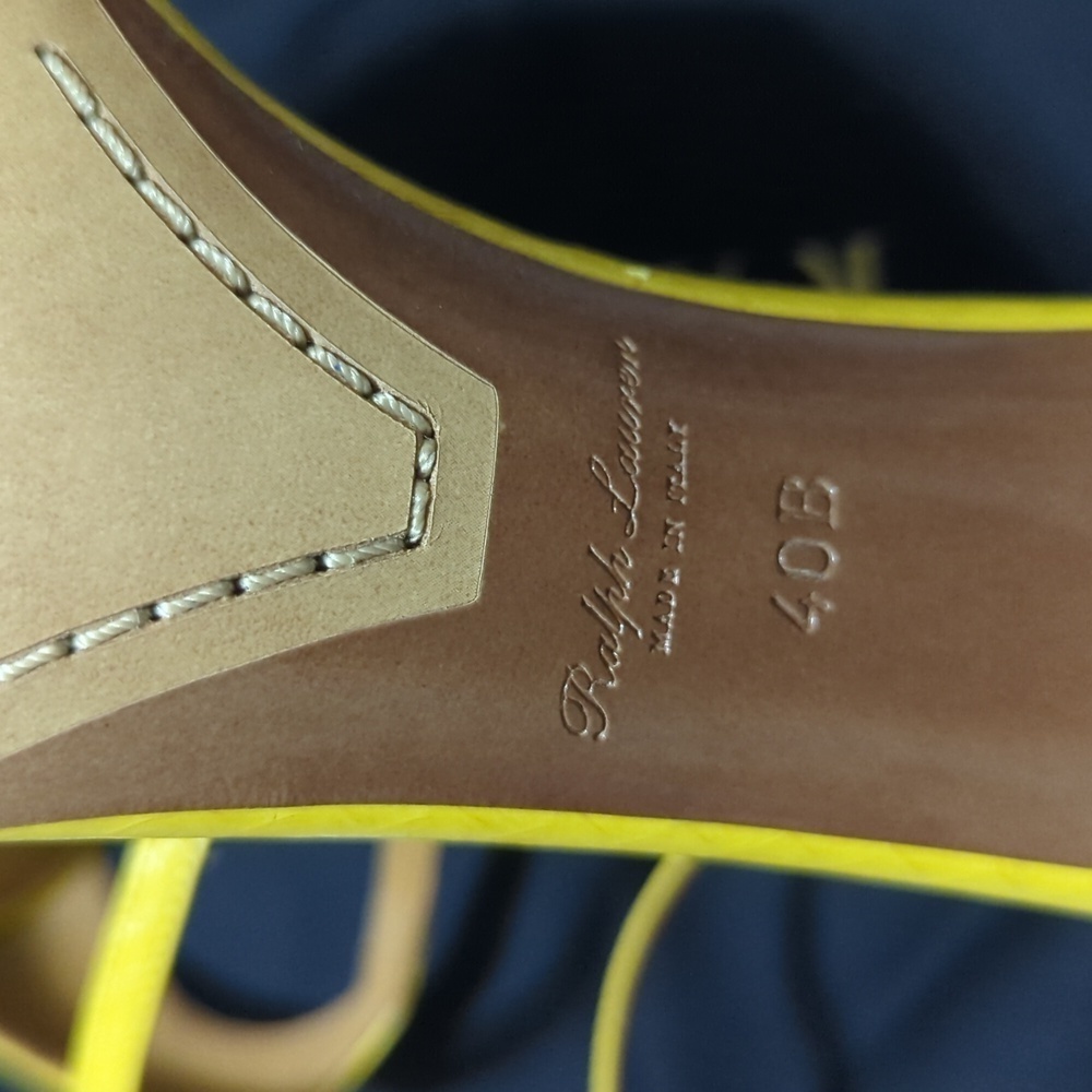 Ralph Lauren Purple Label ARDELISA-SN-HES canry yellow Women's Heels. Size 40B. - Picture 4 of 14